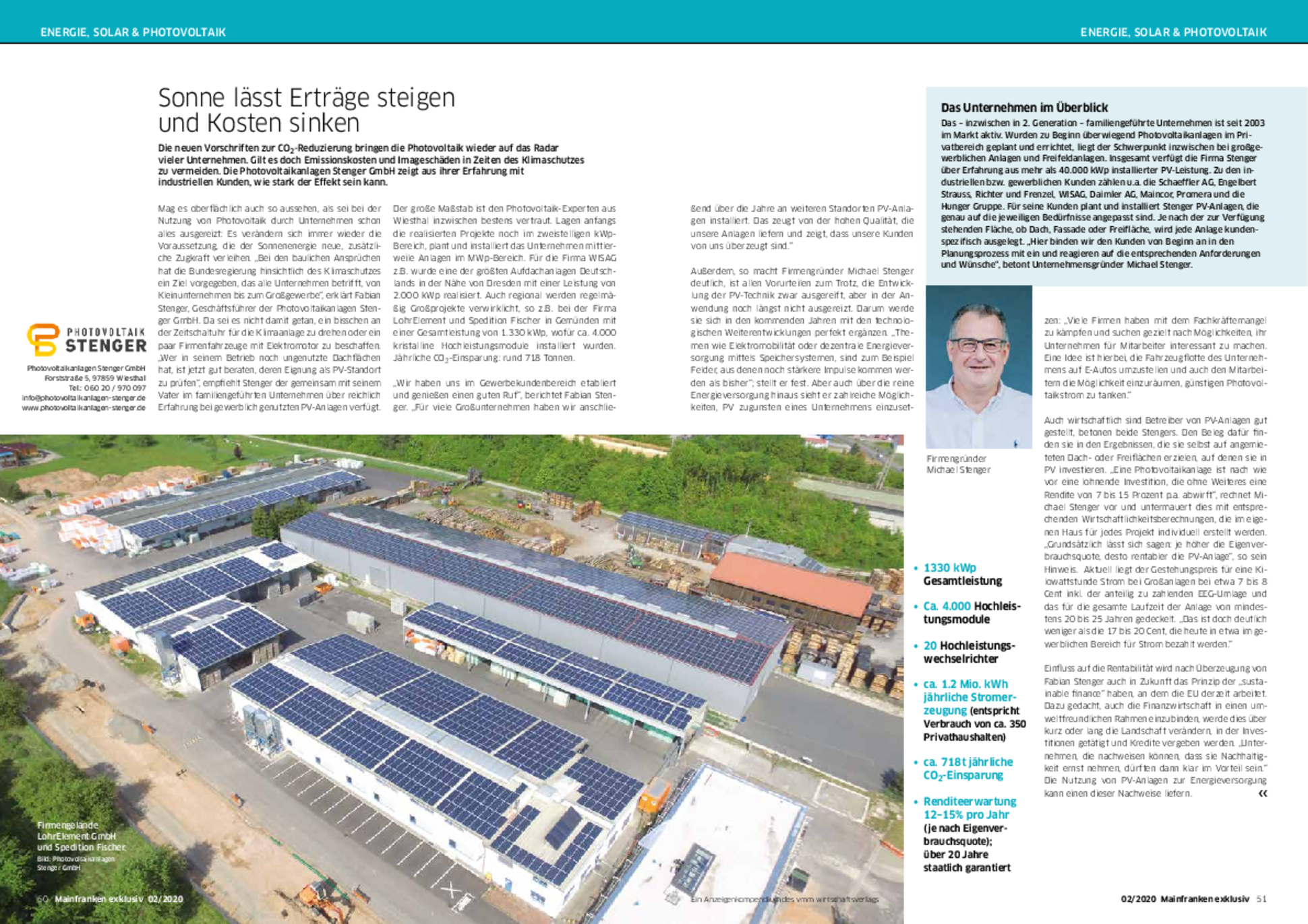 Presseberichte bei Photovoltaikanlagen Stenger GmbH in Wiesthal