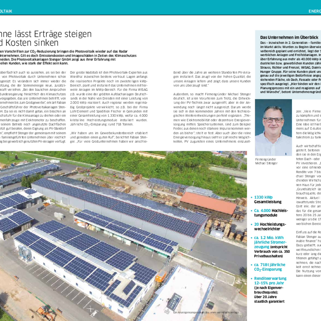 Wirtschaft in Mainfranken 02/2020 bei Photovoltaikanlagen Stenger GmbH in Wiesthal