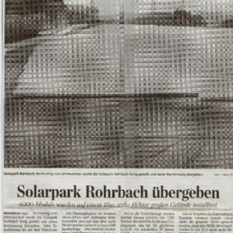 Solarpark Rohrbach Main-Post bei Photovoltaikanlagen Stenger GmbH in Wiesthal