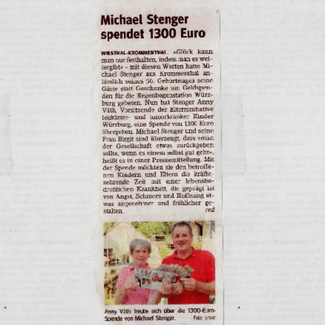 Lohrer Echo Spendenübergabe bei Photovoltaikanlagen Stenger GmbH in Wiesthal